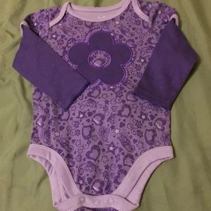 Girls size 6-9 months long sleeve purple bodysuit